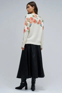 Salsa Jeans Jersey de lana y mohair con estampado floral Marfil