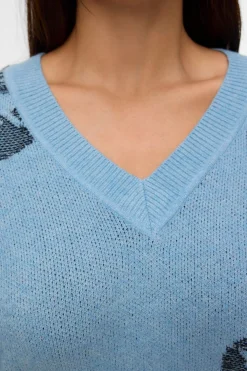 Vero Moda Curve Jersey de manga larga cuello pico Curve Turquesa Clearance