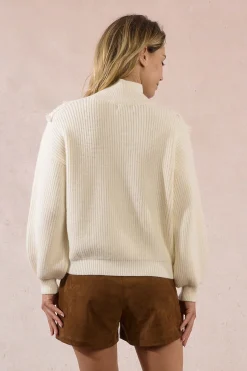 Molly Bracken Jersey de manga larga detalle bordado Marfil Best