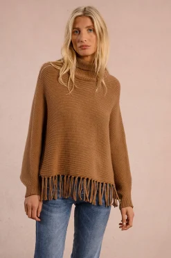 Molly Bracken Jersey de manga larga detalle flecos Beige Clearance