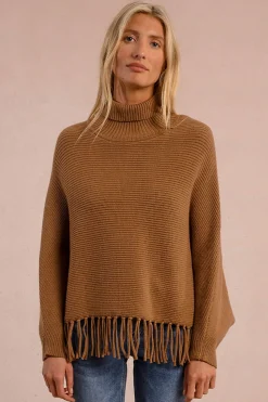 Molly Bracken Jersey de manga larga detalle flecos Beige Clearance