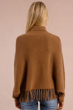 Molly Bracken Jersey de manga larga detalle flecos Beige Clearance