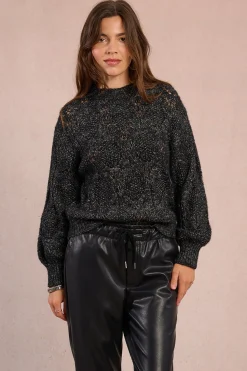 Molly Bracken Jersey de manga larga en punto calado Negro