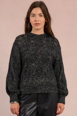 Molly Bracken Jersey de manga larga en punto calado Negro
