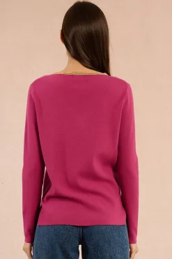 Molly Bracken Jersey de manga larga ribete dorado Lila Best