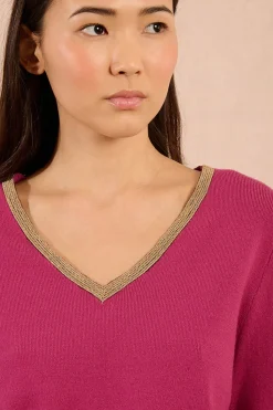 Molly Bracken Jersey de manga larga ribete dorado Lila Best