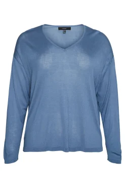 Vero Moda Curve Jersey de manga larga y cuello pico Curve Azul New