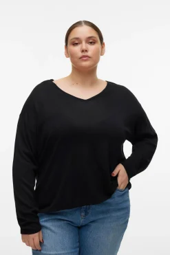 Vero Moda Curve Jersey de manga larga y cuello pico Curve Negro New