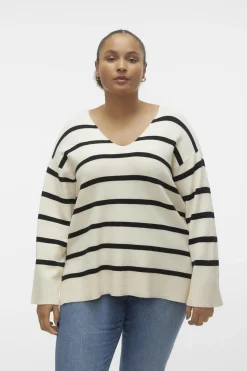 Vero Moda Curve Jersey de manga larga y cuello pico Curve Beige Outlet