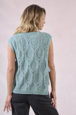 Molly Bracken Jersey de manga sisa detalle lazo Turquesa Online