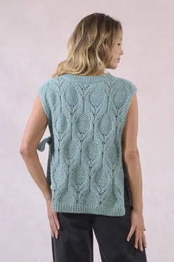 Molly Bracken Jersey de manga sisa detalle lazo Turquesa Online