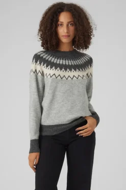 Vero Moda Jersey de mujer de manga larga con estampado Gris Discount
