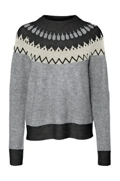 Vero Moda Jersey de mujer de manga larga con estampado Gris Discount