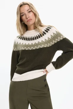 Vero Moda Jersey de mujer de manga larga con estampado Verde Online