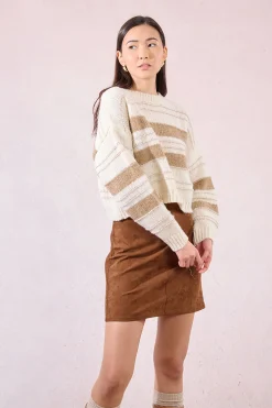 Molly Bracken Jersey de mujer de manga larga estampado rayas Multicolor New