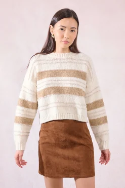 Molly Bracken Jersey de mujer de manga larga estampado rayas Multicolor New