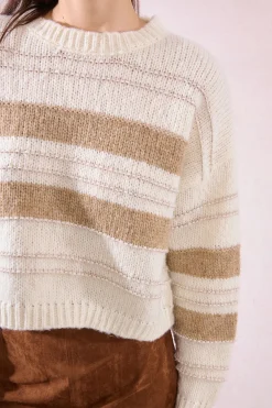 Molly Bracken Jersey de mujer de manga larga estampado rayas Multicolor New