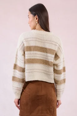 Molly Bracken Jersey de mujer de manga larga estampado rayas Multicolor New