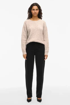 Vila Jersey de ochos con cuello redondo Marfil Discount