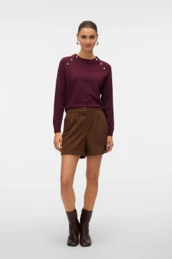 Vero Moda Jersey de punto botones dorados Morado New