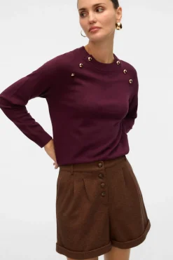 Vero Moda Jersey de punto botones dorados Morado New