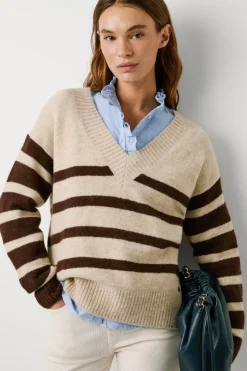 Pepe Jeans Jersey de punto Cecil Stripe beige Discount
