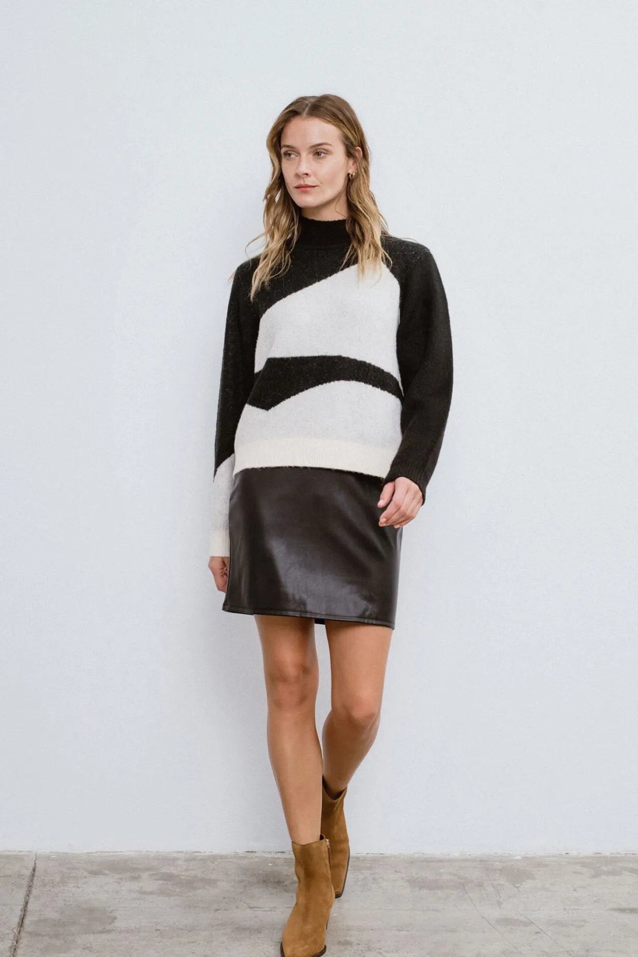 Vila Jersey de punto color block Negro Best