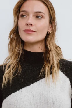 Vila Jersey de punto color block Negro Best