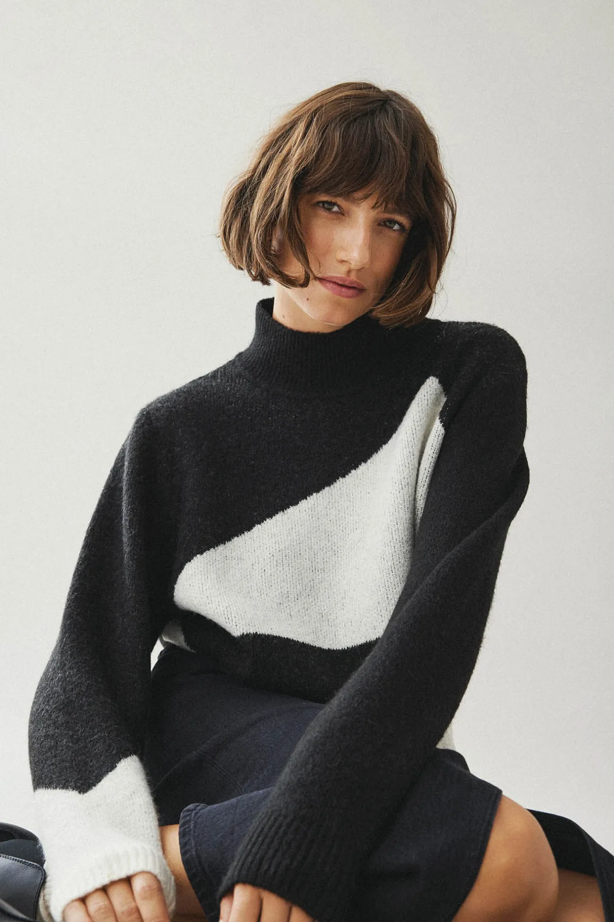 Vila Jersey de punto color block Negro Best