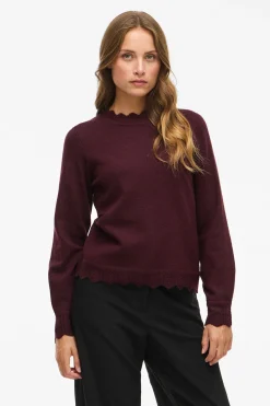 Vila Jersey de punto con cuello perkins Vino Outlet