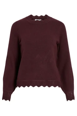 Vila Jersey de punto con cuello perkins Vino Outlet