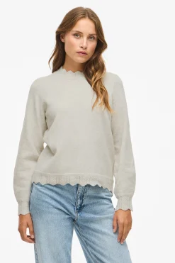 Vila Jersey de punto con cuello perkins Marfil Best