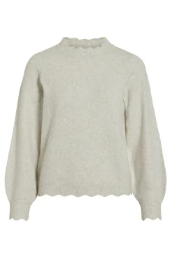 Vila Jersey de punto con cuello perkins Marfil Best
