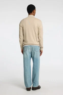 Selected Jersey de punto con media cremallera 100% algodón Beige New