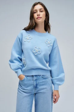 Salsa Jeans Jersey de punto con perlas Azul Outlet