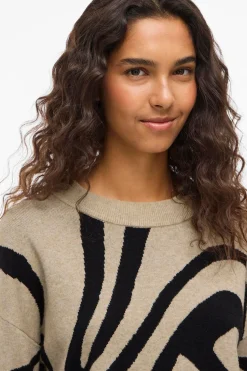 Vila Jersey de punto con viscosa Estampado beige Discount