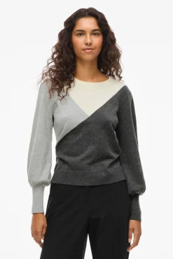 Vila Jersey de punto con viscosa Gris oscuro Hot