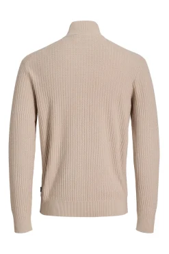 Jack & Jones Jersey de punto cuello cremallera Beige Best