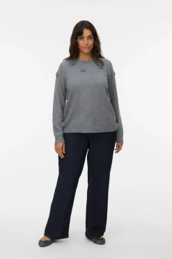 Vero Moda Curve Jersey de punto cuello redondo Curve Gris Hot