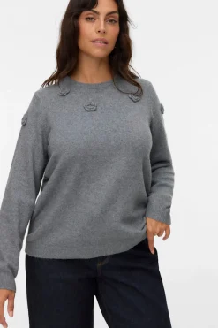 Vero Moda Curve Jersey de punto cuello redondo Curve Gris Hot