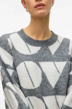 Vero Moda Jersey de punto cuello redondo Gris Clearance