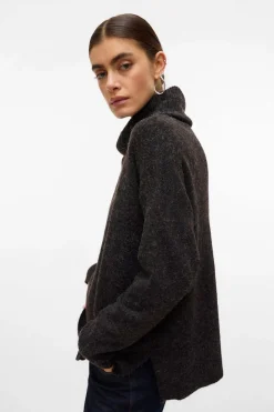 Vero Moda Jersey de punto cuello vuelto Marr&oacute;n oscuro Clearance