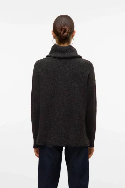 Vero Moda Jersey de punto cuello vuelto Marr&oacute;n oscuro Clearance