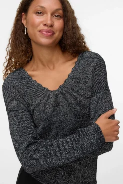 Vero Moda Jersey de punto de manga larga Gris oscuro Online