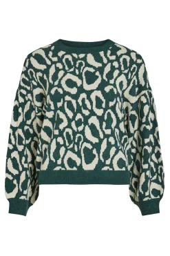 Vila Jersey de punto estampado de viscosa Turquesa Outlet