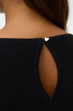 Vero Moda Jersey de punto fino con cuello barco Negro Sale