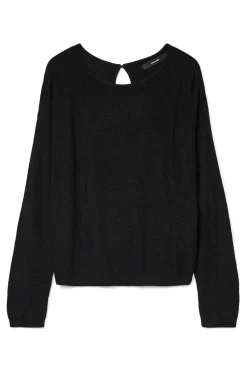 Vero Moda Jersey de punto fino con cuello barco Negro Sale