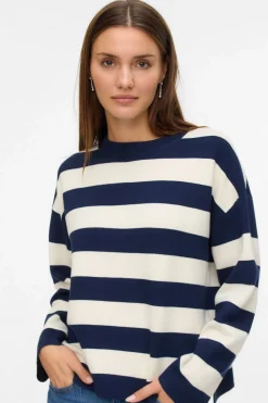 Vero Moda Jersey de punto fino cuello redondo Azul marino Sale