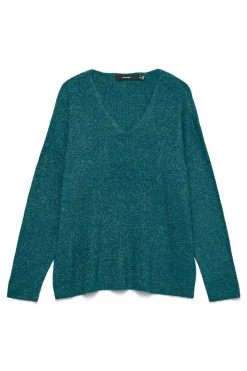 Vero Moda Jersey de punto fino de mujer con brillos Verde oscuro
