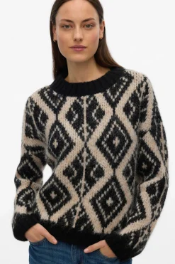 Vero Moda Jersey de punto grueso con estampado Negro Clearance